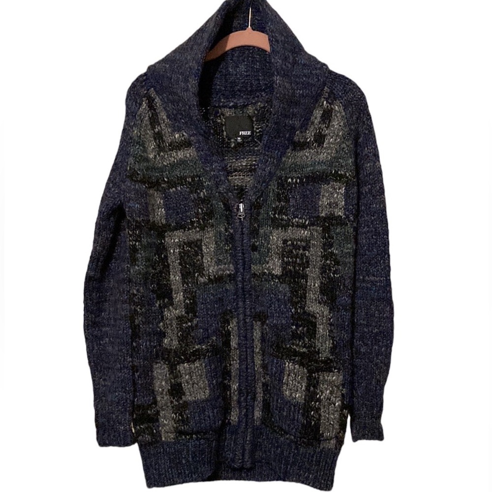 Wilfred Free Wool Alpaca Blend Zip Up Oversized Cardigan Sweater